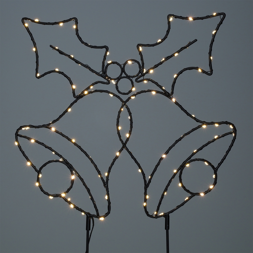 Decorazione natalizia LED da esterno 100x LED/3x AA IP44 bianco caldo campanelle