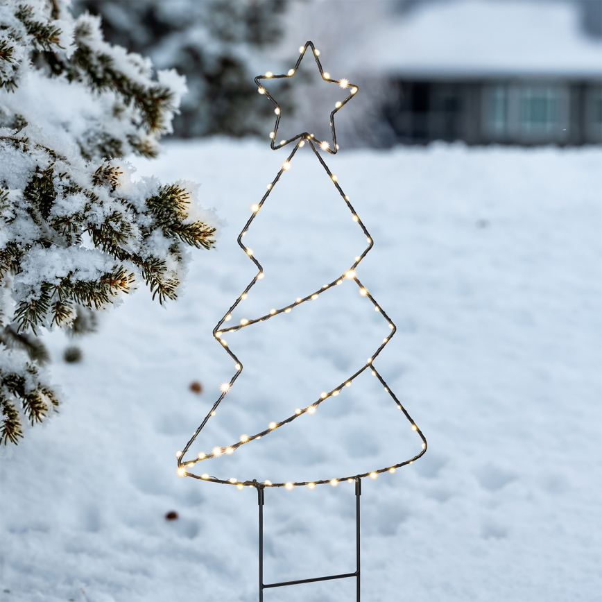 Decorazione natalizia LED per esterni 85xLED/3xAA IP44 bianco caldo a forma di albero