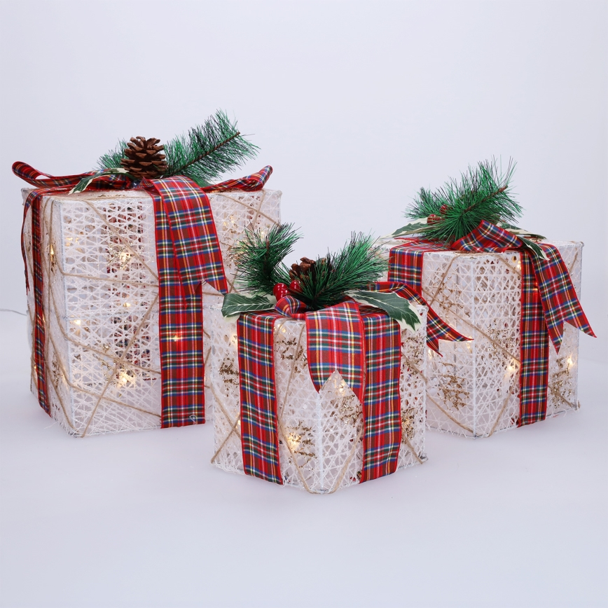 Lot de 3 cadeaux de Noël LED 48xLED/3,6W/230V IP44 blanc chaud