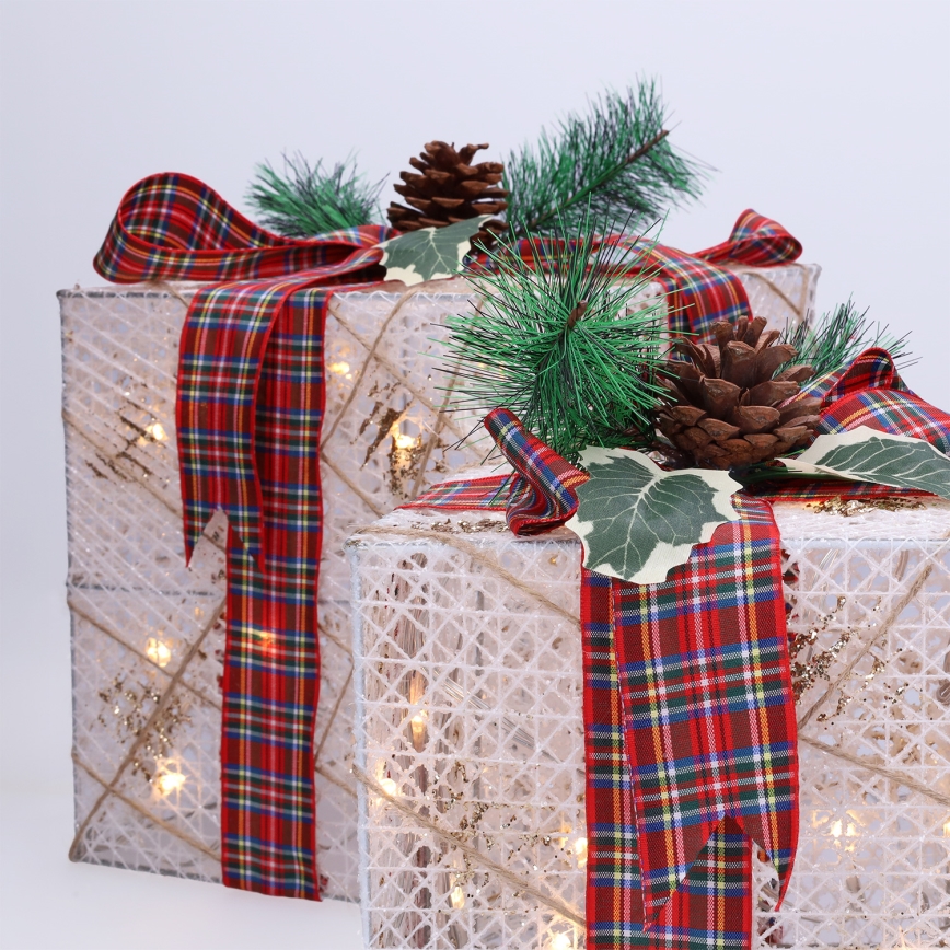 Lot de 3 cadeaux de Noël LED 48xLED/3,6W/230V IP44 blanc chaud