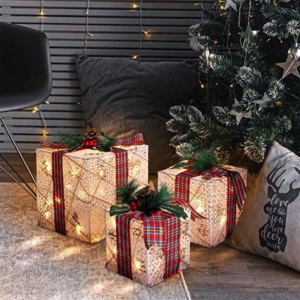 Set 3x LED Weihnachtsgeschenk 48xLED/3,6W/230V IP44 warmweiß