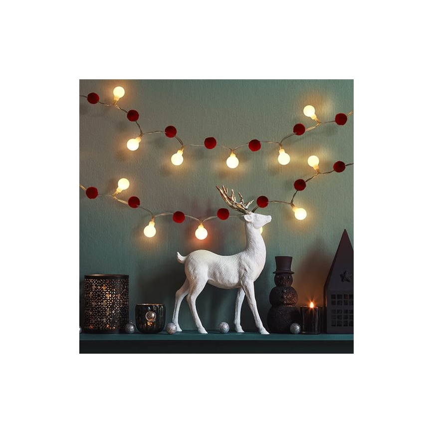 Catena luminosa LED 20×LED, alimentazione 2×AA, 1,8 m, bianco caldo