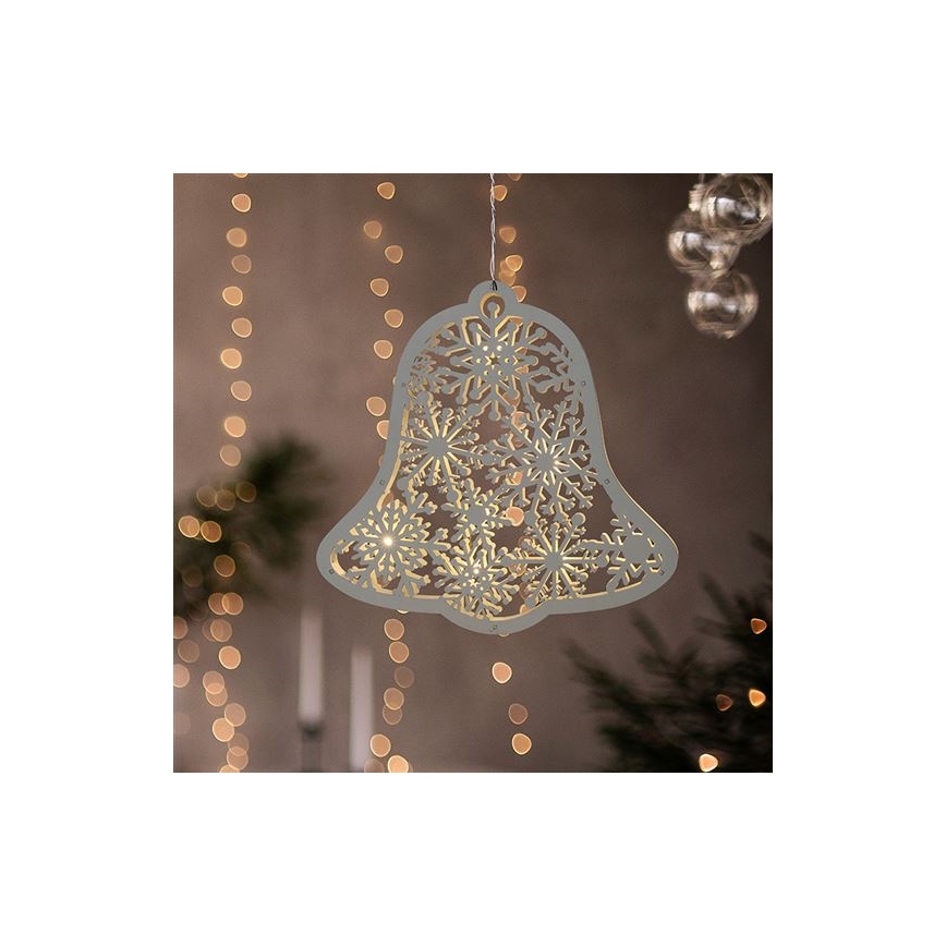 Décoration de Noël LED 9xLED/2xAA blanc chaud clochette