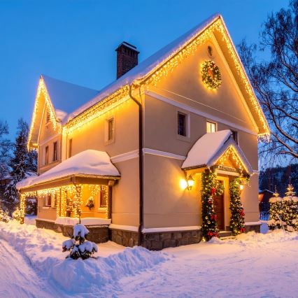 LED Außen-Weihnachtsvorhang 360xLED/8 Funktionen 15m IP44 warmweiß