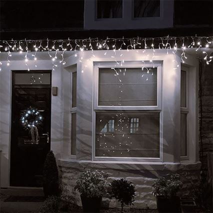 Rideau lumineux LED d'extérieur 360 LED/8 fonctions, 15 m, IP44, blanc chaud