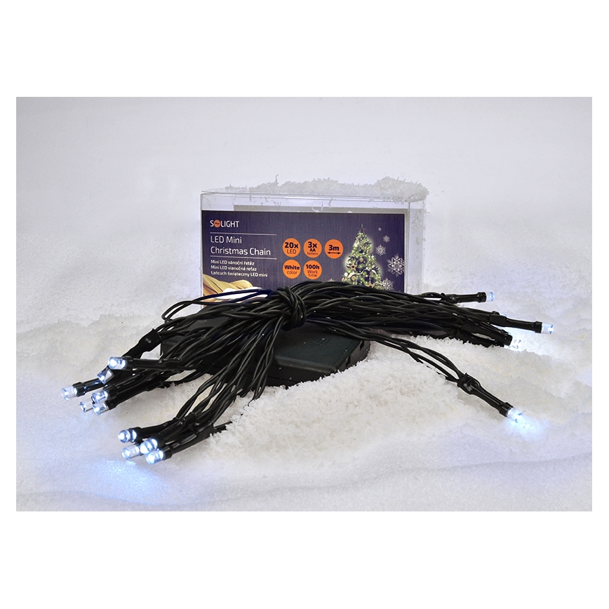 Solight 1V50-W - LED-Weihnachtskette 3,3 m 20xLED/3xAA