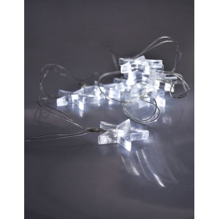 Catena natalizia LED 10xLED/2xAA 1,5m stelle luce bianca