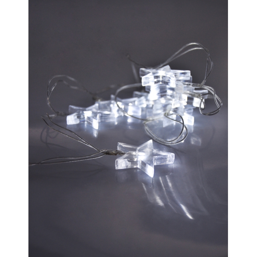Catena natalizia LED 10xLED/2xAA 1,5m stelle luce bianca