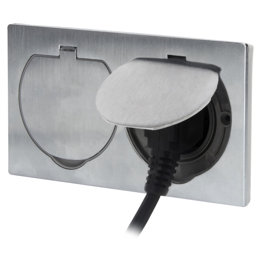 Doppia presa da incasso a pavimento IP55