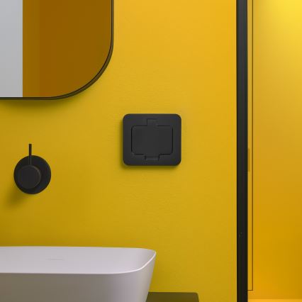 Bodeneinbau-Steckdose für den Außenbereich IP55 schwarz rechteckig