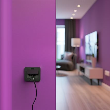 Bodeneinbau-Steckdose für den Außenbereich IP55 schwarz rechteckig