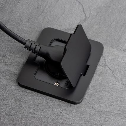 Bodeneinbau-Steckdose für den Außenbereich IP55 schwarz rechteckig
