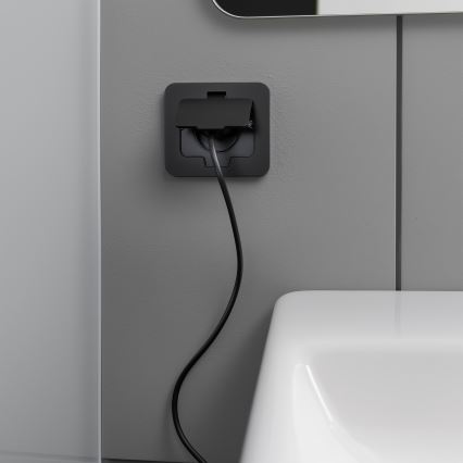 Bodeneinbau-Steckdose für den Außenbereich IP55 schwarz rechteckig