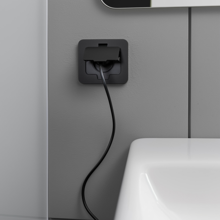 Bodeneinbau-Steckdose für den Außenbereich IP55 schwarz rechteckig