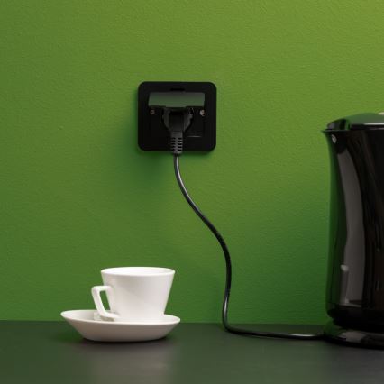 Bodeneinbau-Steckdose für den Außenbereich IP55 schwarz rechteckig