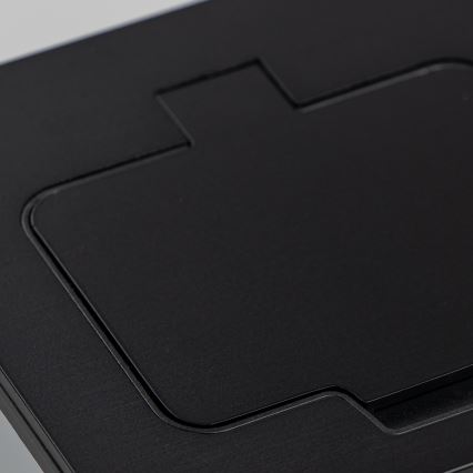 Bodeneinbau-Doppelsteckdose für den Außenbereich IP55 schwarz rechteckig