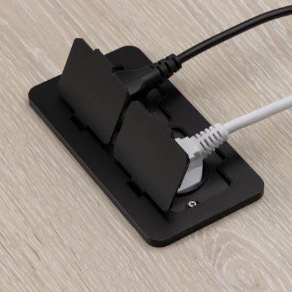 Presa doppia da incasso a pavimento per esterno IP55 nero rettangolare