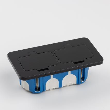 Presa doppia da incasso a pavimento per esterno IP55 nero rettangolare