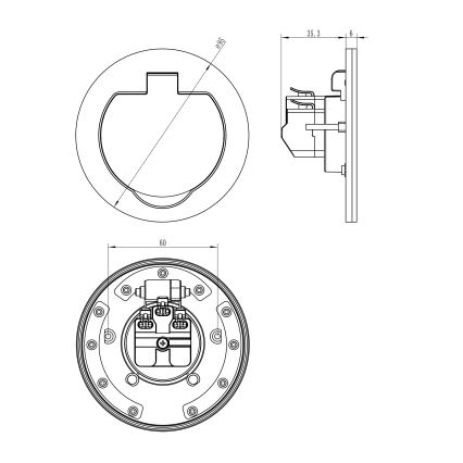 Presa a pavimento da incasso per esterni IP55 tondo