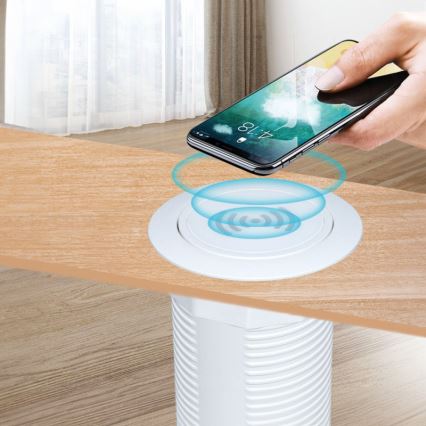 Chargeur sans fil intégré + USB A+C blanc