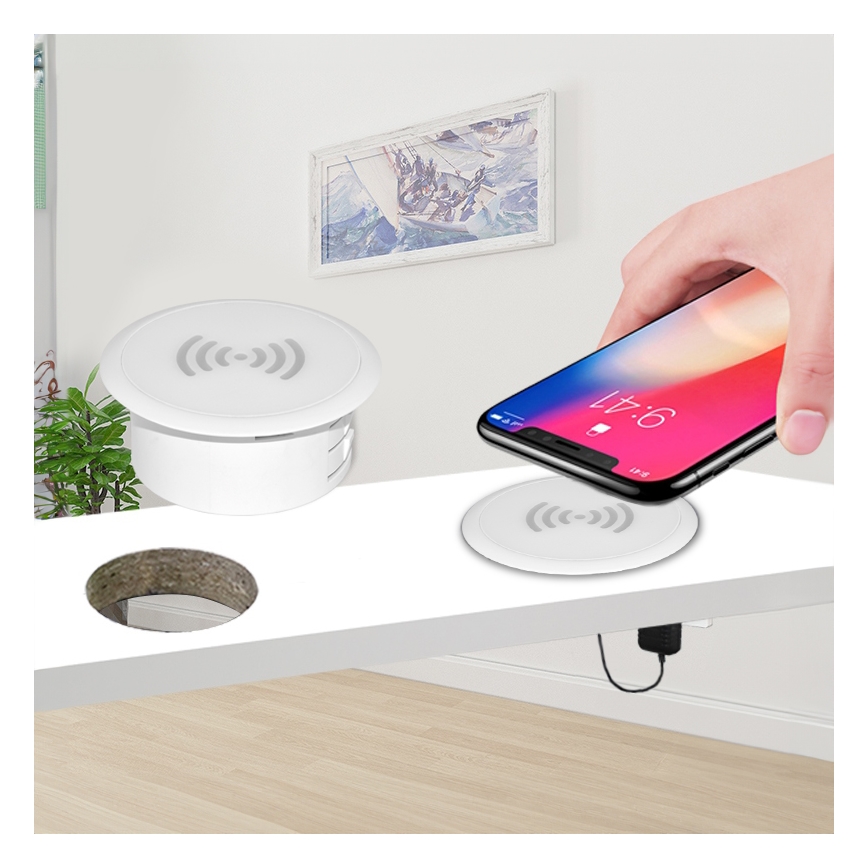 Caricabatterie wireless integrato bianco