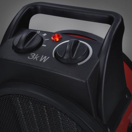 Ventilateur sur pied avec un élément chauffant en céramique 3000W/230V noir