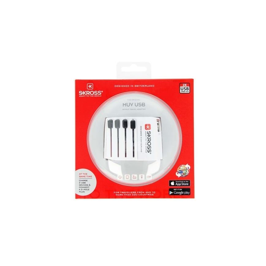 Internationaler Reiseadapter 230V + 2x USB-Anschluss
