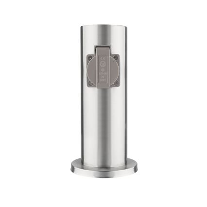 Multipresa verticale da esterno 2Z 230V IP44 cromo opaco arrotondato