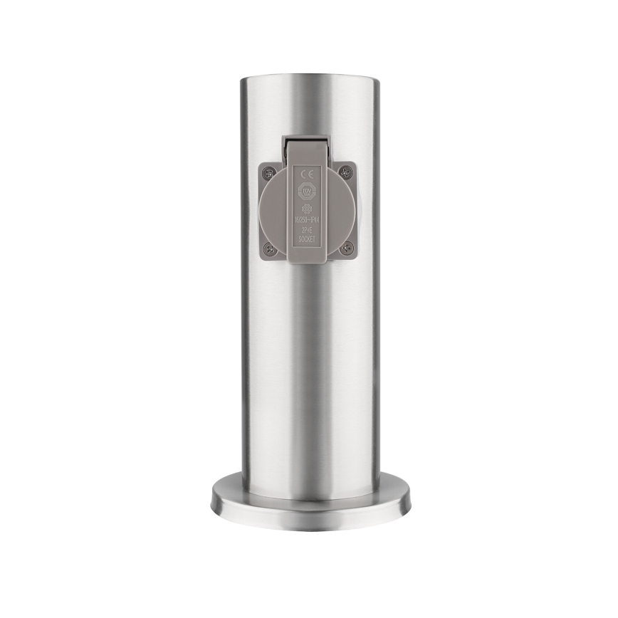 Multipresa verticale da esterno 2Z 230V IP44 cromo opaco arrotondato