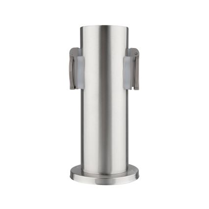 Outdoor-Steckdosensäule 2Z 230V IP44 mattes Chrom rund