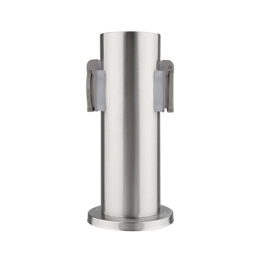 Outdoor-Steckdosensäule 2Z 230V IP44 mattes Chrom rund