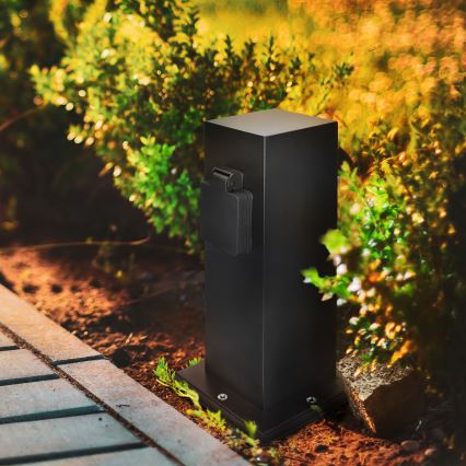Multipresa verticale da esterno 2Z 230V IP44 nero quadrato
