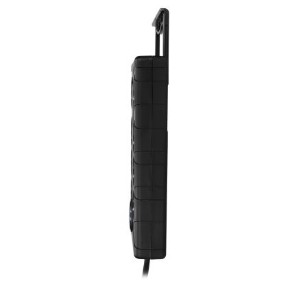 Steckdosenleiste mit Schalter, 8-fach, Typ E, 1x USB-A + 1x USB-C, 2 m, schwarz