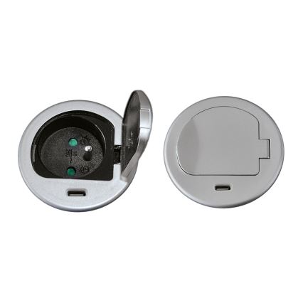 Steckdosenleiste für Tischplatte 1x230V + USB-C Power Delivery silbern/schwarz