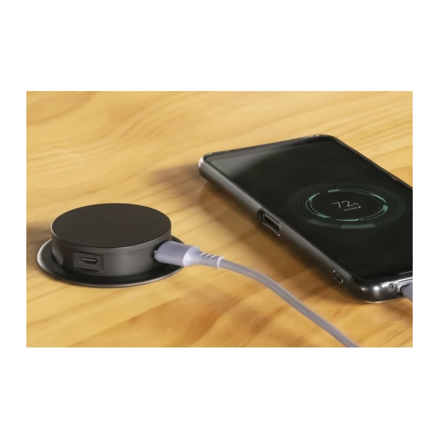 Colonna presa da tavolo 3x230V + 2xUSB nero