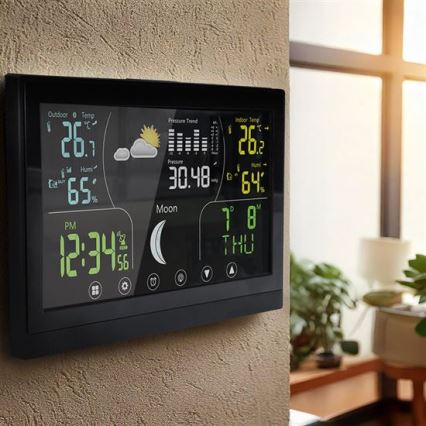Stazione meteorologica con display a colori 5V/2xAAA, nera