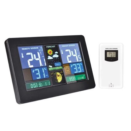 Stazione meteo con display LCD e ricarica USB nera