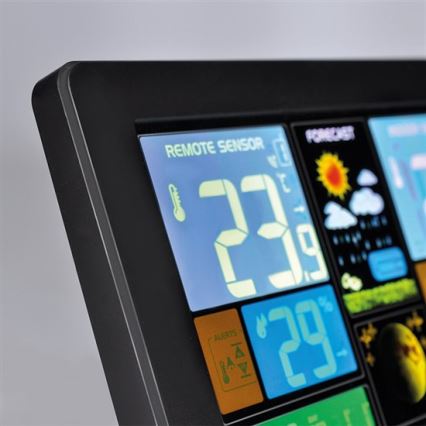 Stazione meteo con display LCD e ricarica USB nera