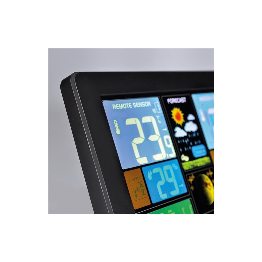 Stazione meteo con display LCD e ricarica USB nera