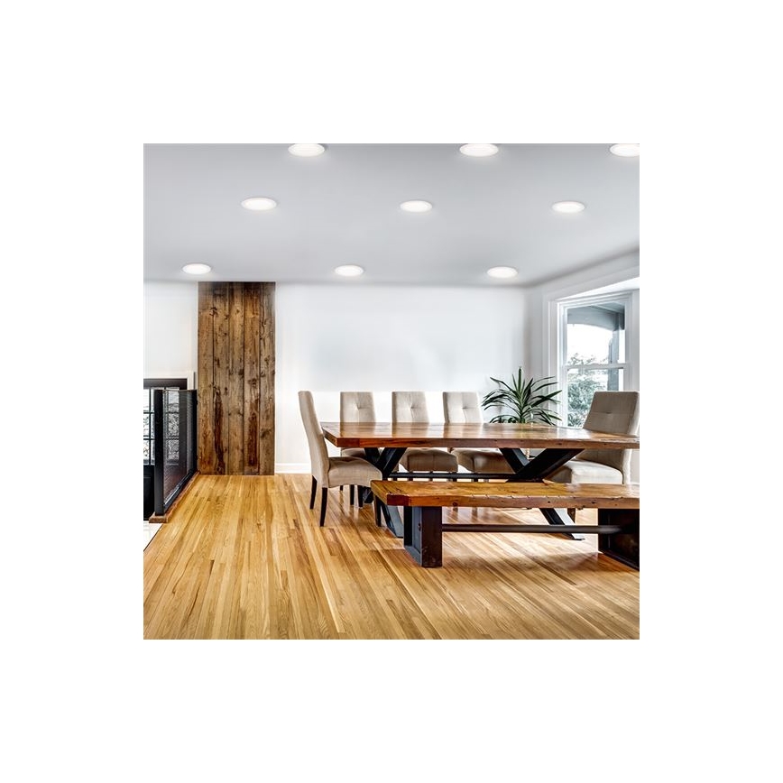 Luminaire encastré LED 18W 230V — 3000/4000/6000K (3 températures de couleur) — Ø 22,5 cm — blanc