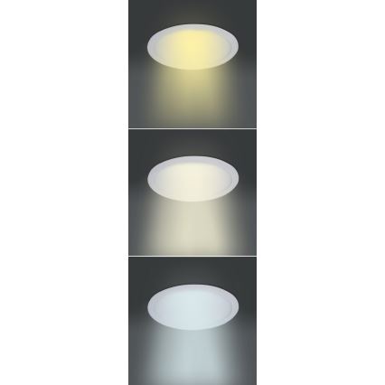 Luminaire encastré LED 18W 230V — 3000/4000/6000K (3 températures de couleur) — Ø 22,5 cm — blanc