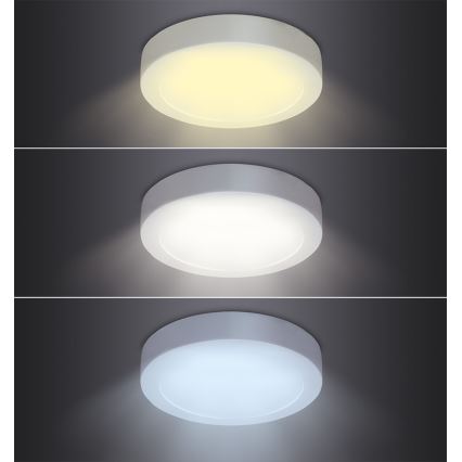 Plafonnier LED 18W 230V, 3000/4000/6000K, Ø 22,5 cm, blanc