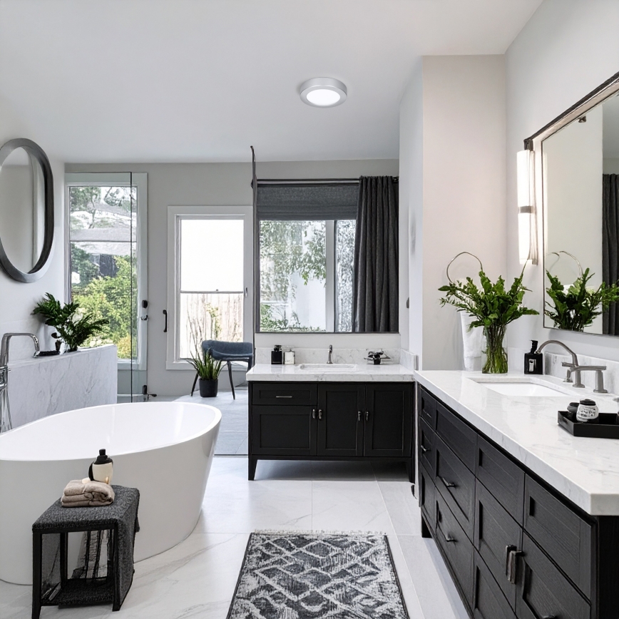 Panneau LED 2 en 1 en saillie/encastré 12W/230V 3000/4000/6000K Ø17cm IP54 argenté