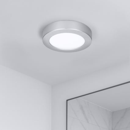 Panneau LED 2 en 1 en saillie/encastré 12W/230V 3000/4000/6000K Ø17cm IP54 argenté