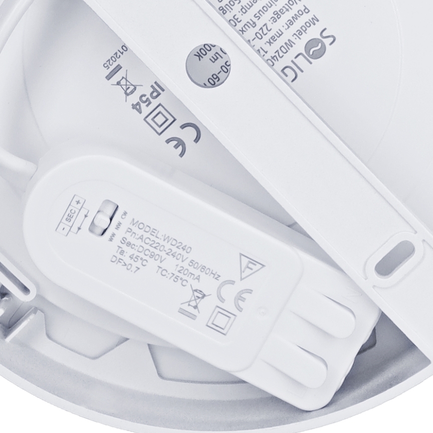 Panneau LED 2 en 1 en saillie/encastré 12W/230V 3000/4000/6000K Ø17cm IP54 argenté