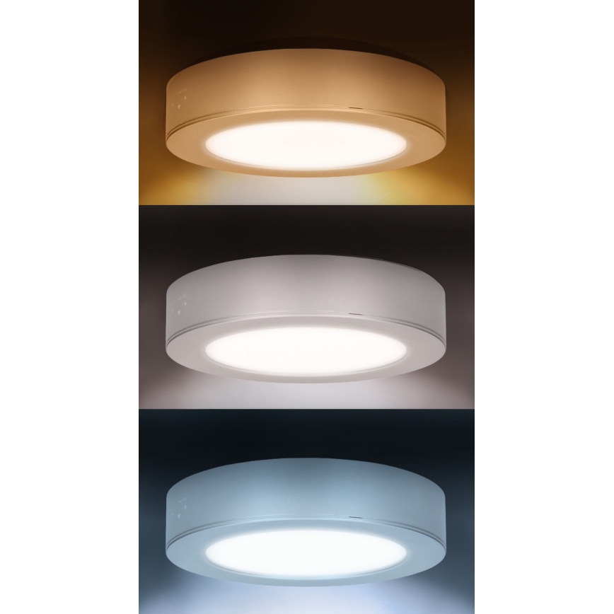 Pannello LED 2-in-1 da applicare/da incasso 12W 230V 3000/4000/6000K Ø17cm IP54 Argento