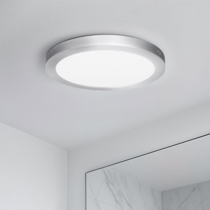 Plafonnier LED 2 en 1 (apparent/encastrable) 18W/230V 3000/4000/6000K Ø 22,5 cm IP54 argenté