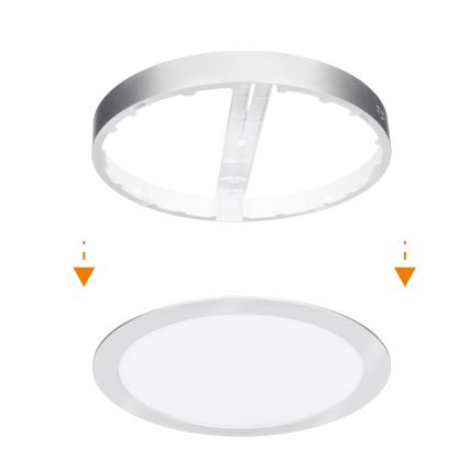 Plafonnier LED 2 en 1 (apparent/encastrable) 18W/230V 3000/4000/6000K Ø 22,5 cm IP54 argenté