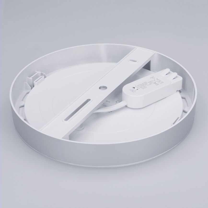 Pannello LED 2 in 1 da incasso o a superficie 18W/230V 3000/4000/6000K Ø 22,5 cm IP54 argento