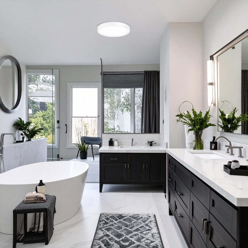 Pannello LED 2 in 1 incasso/superficie 18W/230V 3000/4000/6000K Ø 22,5 cm IP54 bianco